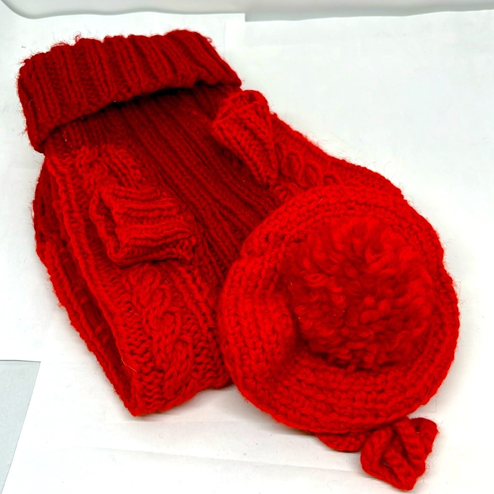 Vintage Knit Dog Sweater and Hat